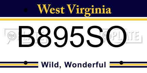 B895SO West Virginia License Plate