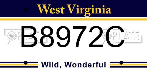 B8972C West Virginia License Plate