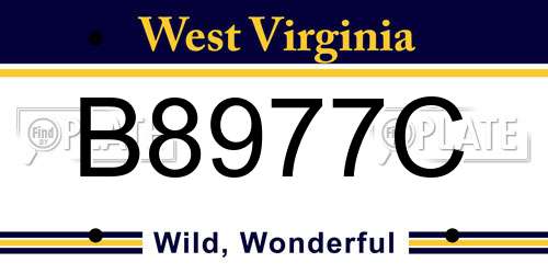 B8977C West Virginia License Plate