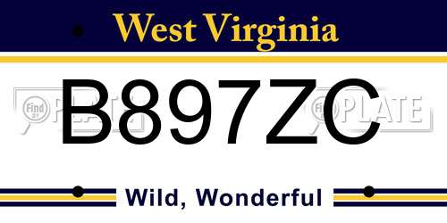 B897ZC West Virginia License Plate