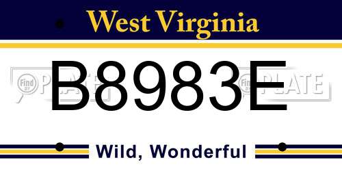 B8983E West Virginia License Plate