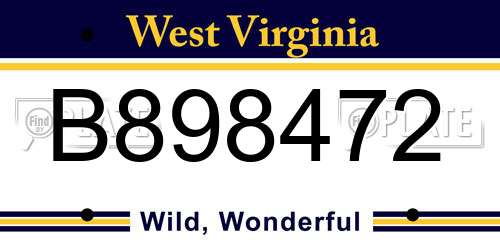 B898472 West Virginia License Plate