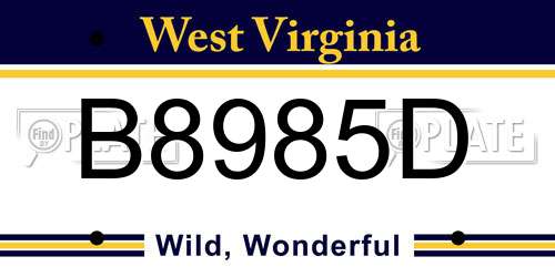 B8985D West Virginia License Plate