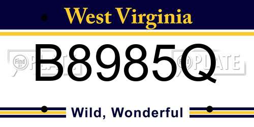 B8985Q West Virginia License Plate