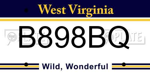 B898BQ West Virginia License Plate