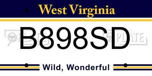 B898SD West Virginia License Plate