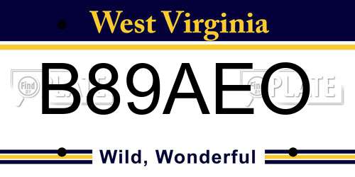 B89AEO West Virginia License Plate