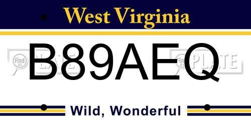 B89AEQ West Virginia License Plate