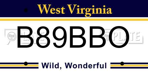 B89BBO West Virginia License Plate