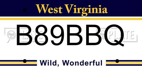 B89BBQ West Virginia License Plate