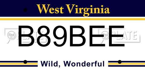 B89BEE West Virginia License Plate