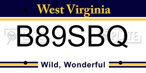 B89SBQ West Virginia License Plate
