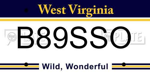 B89SSO West Virginia License Plate