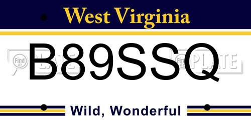 B89SSQ West Virginia License Plate