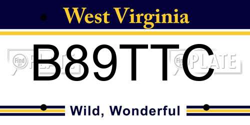 B89TTC West Virginia License Plate
