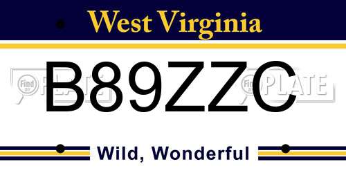 B89ZZC West Virginia License Plate