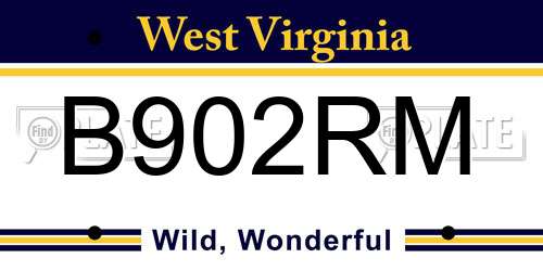 B902RM West Virginia License Plate