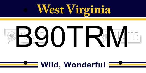 B90TRM West Virginia License Plate