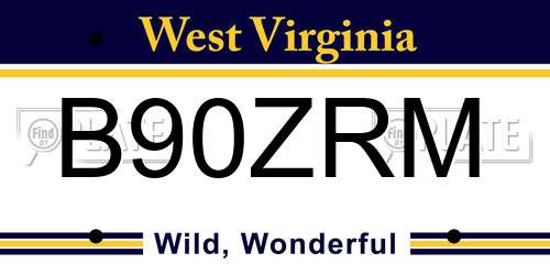 B90ZRM West Virginia License Plate