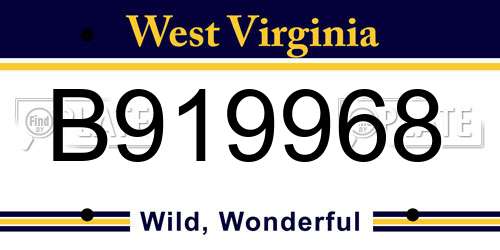 B919968 West Virginia License Plate