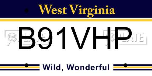 B91VHP West Virginia License Plate