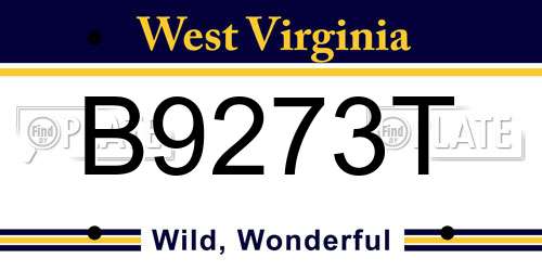 B9273T West Virginia License Plate