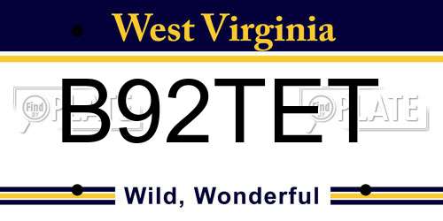 B92TET West Virginia License Plate