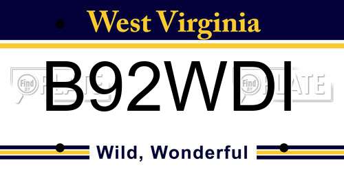 B92WDI West Virginia License Plate