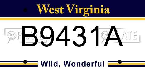 B9431A West Virginia License Plate