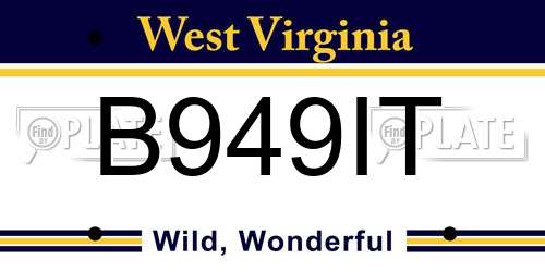 B949IT West Virginia License Plate