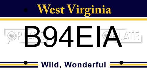 B94EIA West Virginia License Plate