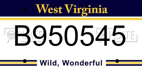 B950545 West Virginia License Plate