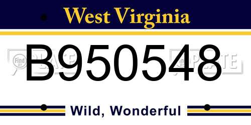B950548 West Virginia License Plate