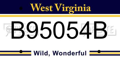 B95054B West Virginia License Plate