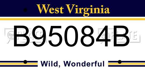 B95084B West Virginia License Plate