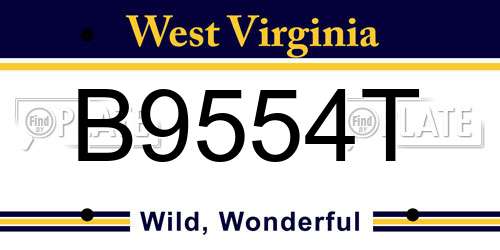 B9554T West Virginia License Plate