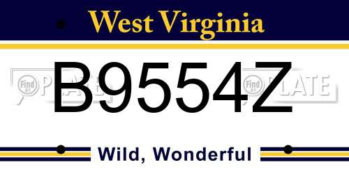 B9554Z West Virginia License Plate