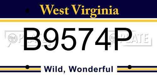 B9574P West Virginia License Plate