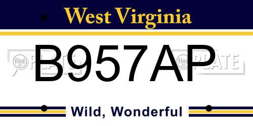 B957AP West Virginia License Plate
