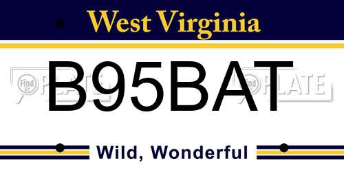 B95BAT West Virginia License Plate