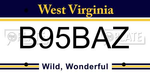 B95BAZ West Virginia License Plate