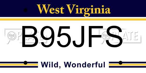 B95JFS West Virginia License Plate