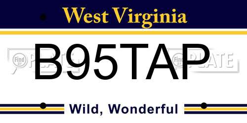 B95TAP West Virginia License Plate