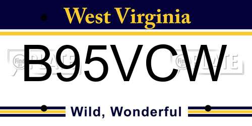 B95VCW West Virginia License Plate