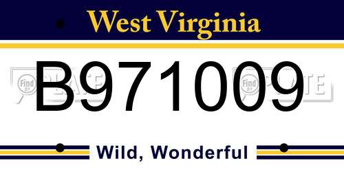 B971009 West Virginia License Plate