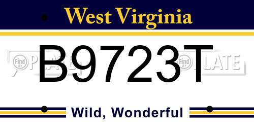 B9723T West Virginia License Plate