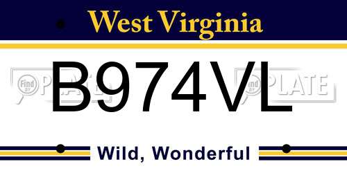 B974VL West Virginia License Plate