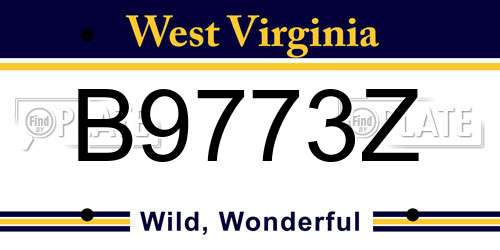 B9773Z West Virginia License Plate