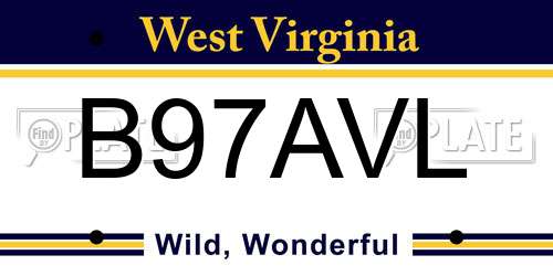 B97AVL West Virginia License Plate