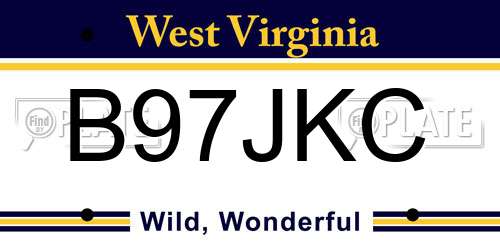 B97JKC West Virginia License Plate